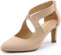 DREAM PAIRS Women's Pumps Closed Pointed Toe Kitten Heels | Elegant Party Dress Shoes with Chic Crisscross Cutouts, 2.76 Inch Heel, and Back Zip for Polished, All-day Secure Strides