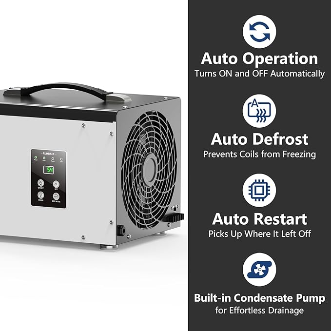 ALORAIR Crawl Space/Basement Dehumidifier 70 Pint with Pump, Automatic Defrost, Up to 1000 Sq Ft Commercial Dehumidifier, Memory Start, cETL Listed
