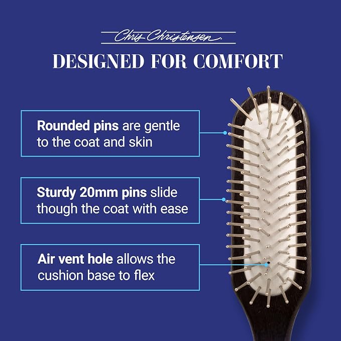 Chris Christensen Dog Brush, 20 mm. Ice Slip Dematting Brush, Specialty Brushes, Groom Like a Professional, Remove Tough Mats and Tangles, Rounded and Grounded Pins, Doesn't Pull Coat