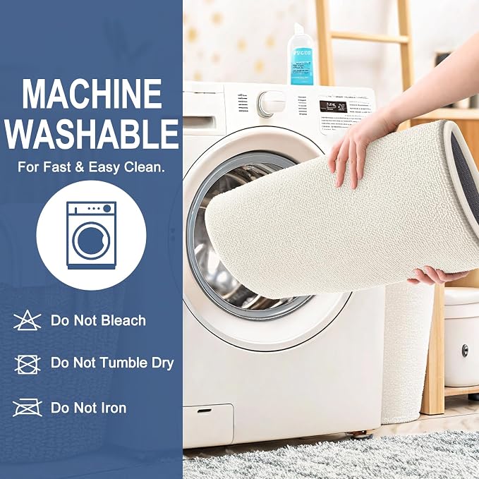 OLANLY Memory Foam Small Bathroom Rugs 24x16, Absorbent Bath Mat, Ivory | Soft Quick Dry Bath Mat Rugs, Non-Slip, Machine Washable Mat for Bathroom Floor, Tub and Shower, Home Decor Accessories