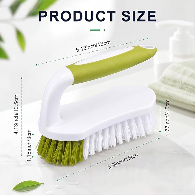 Lallisa Scrub Brush for Cleaning with Handle Comfortable to Grip Heavy-Duty Flexible Stiff Bristles Scrubber Brushes Bulk for Shower Bathroom Carpet Kitchen Floor Tiles(Yellow, Green,12 Pcs)
