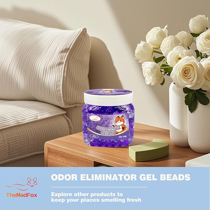 2 Pack Odor Eliminator Gel Beads, 12 oz, Scented Gel Air Freshener, Pet Odor Eliminator for Bathroom, Closet, Pet Area & RVs, Lasts 90 Days for Improved Home Fragrance, Fresh Lavender