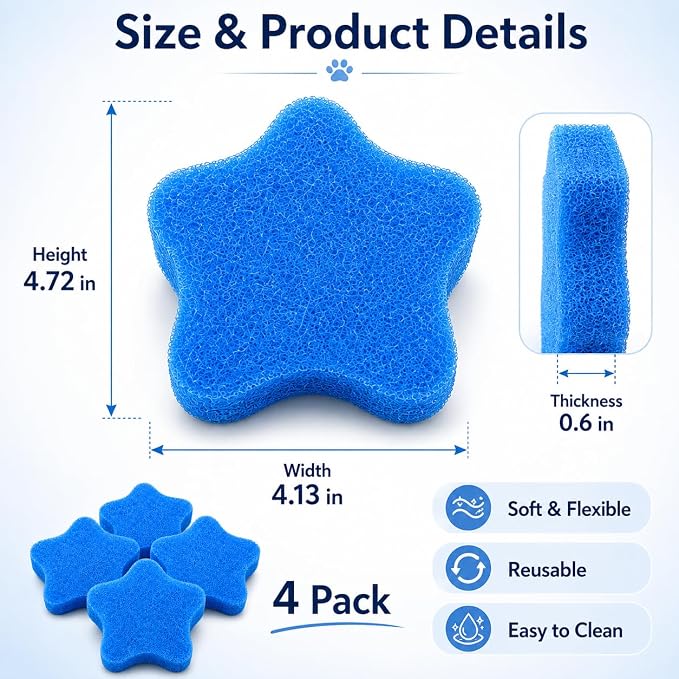 4 PCS Pet Hair Remover for Laundry, Reusable Pet Hair Catcher for Washing Machine, Laundry Fur Lint and Dander Remover, Washer Hair Catcher for Dog and Cat Hair, Easy to Clean, Blue
