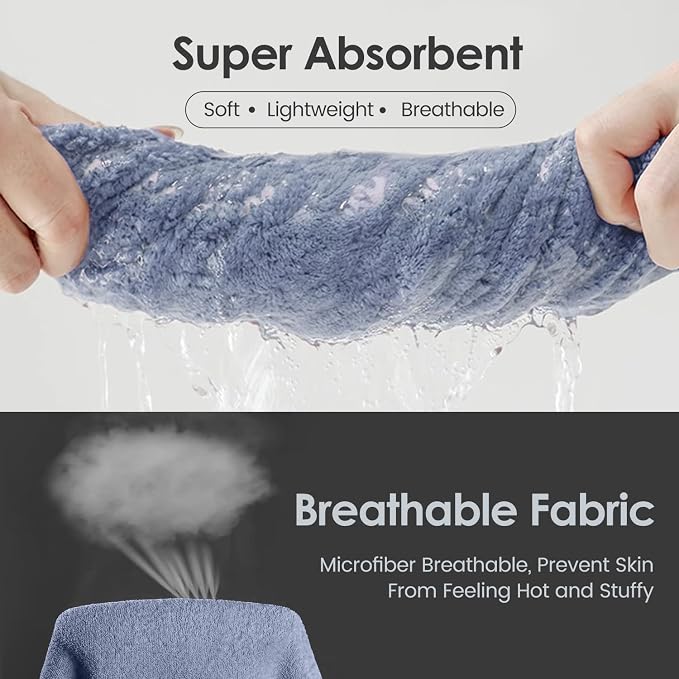 JML Bath Towels, Pack of 4, 30"x60", Large, Blue | Hanging Loop, Super Soft, Absorbent, Lint Free, Fade Resistant, Lightweight, Quick Dry, Use for SPA , Sauna, Salon Hair Wrap
