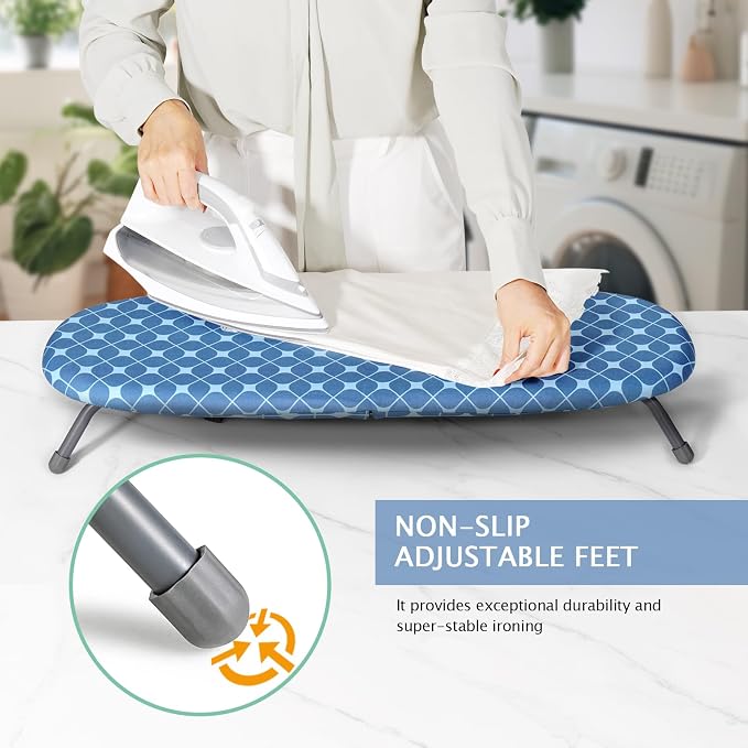 SheeChung Small Ironing Board 12"x32",Foldable Tabletop Ironing Board | Cotton Cover and Heat Resistant Pad,Portable, Non-Slip Feet,Compact,Space Saving,Fits for Home Laundry Sewing Room Dorm