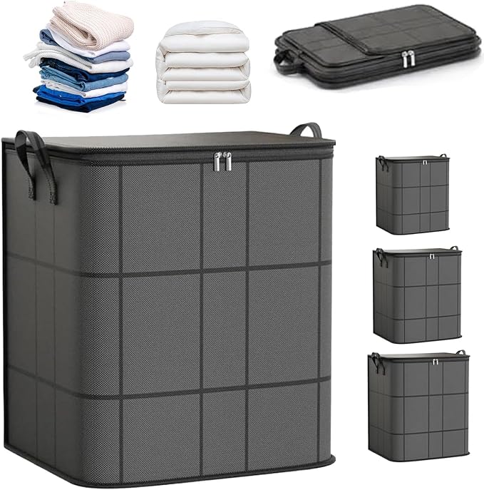 180L Portable Moving Storage Bags, XXL Foldable Storage Bag with Reinforced Handles, Zippered Organizer for Quilts, Bedding & Sweaters,Large Capacity Fabric Bag for Closet & Moving Day，1PCS XXLarge