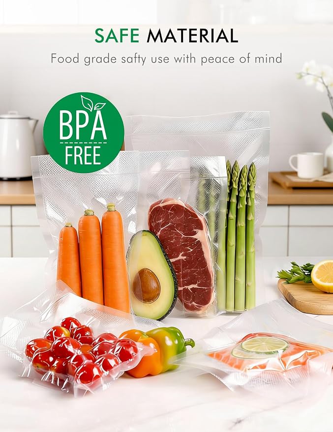 Vacuum Sealer Bags, 11"x16" Gallon, 8"x12" Quart, 6"x10" Pint, 150Pcs | Commercial Grade, BPA Free, Sous Vide Compatible, Puncture Prevention, Kitchen Essentials