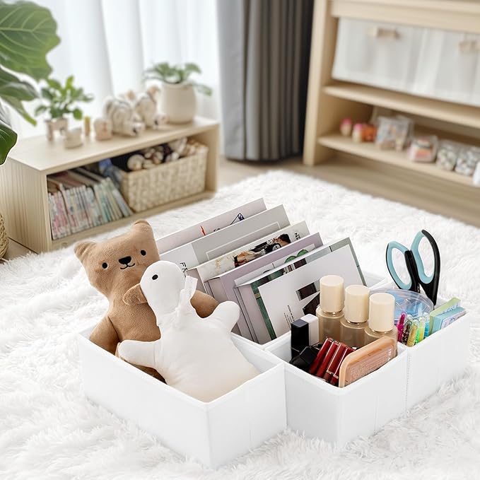 Criusia Drawer Organizer Clothes, 24 Pack Dresser Organizer for Baby Clothes, Underwear, Sock- Foldable Closet Organization and Storage Dividers Bins for Nursery, Bedroom and Dorm (White)