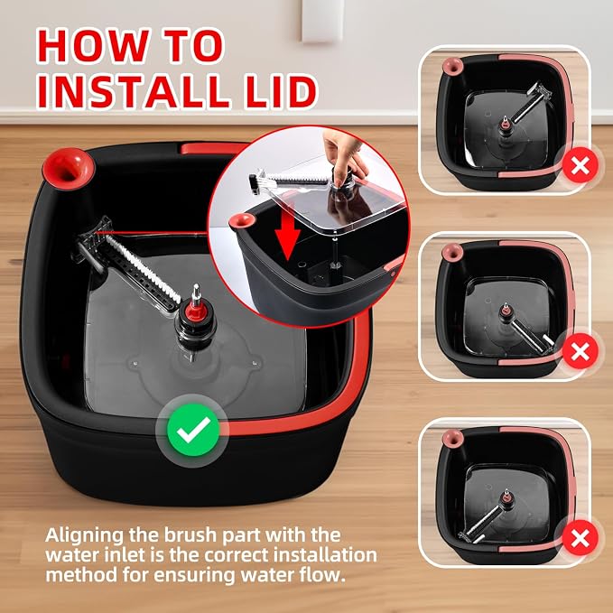 Spin Mop and Bucket Set with Self Separation Dirty and Clean Water System with 14 Pads, Square Mop Bucket Self Wringing 360° Rotating Clean Mop-Head for Hardwood Tile Marble Floors (Black+Red