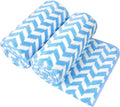 JML Microfiber Bath Towels, Chevron Blue, 30" x 60", 2 Pack | Hanging Loop, Oversized, Soft, Super Absorbent, Fast Drying, Use for Sports, Fitness, Yoga