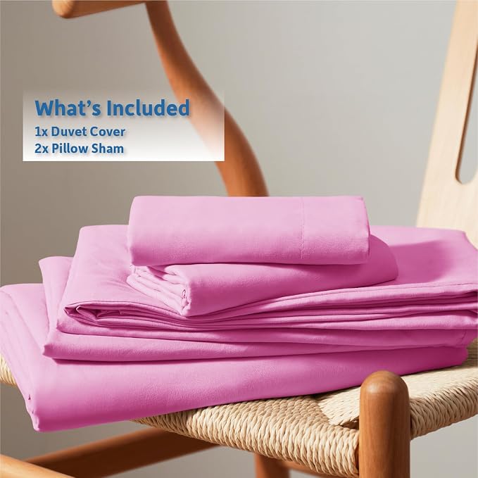 Nestl Light Pink Duvet Cover King Size - Soft Double Brushed King Duvet Cover Set, 3 Piece, with Button Closure, 1 Duvet Cover 104x90 inches and 2 Pillow Shams