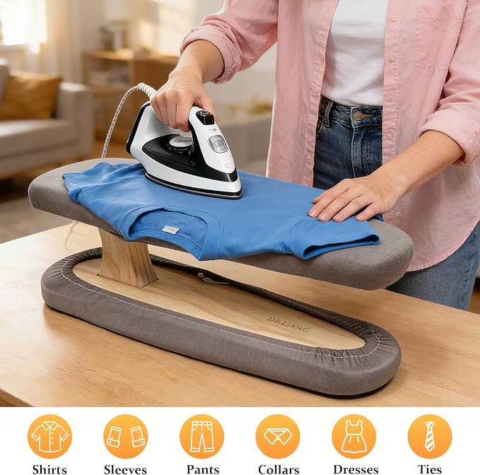 Tailor Sleeve Ironing Board, Two-Sided Sleeve Pressing Board with Removable Cover & Cotton Padded, Home Use, Tailor Workshops, Sewing Enthusiasts, Gray