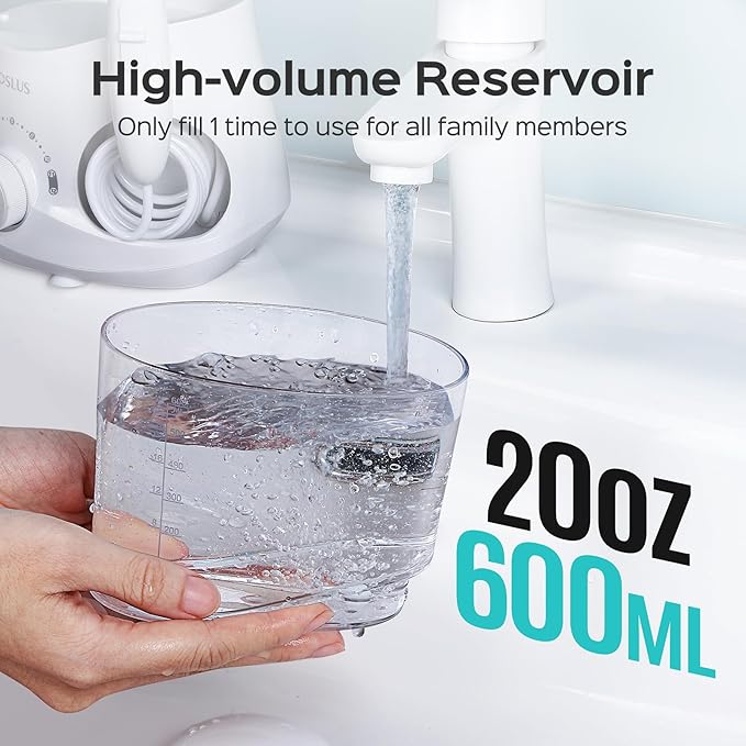COSLUS E1 Professional Water Flosser for Teeth: 12 Pressure Settings Electric Dental Pick for Tooth Cleaning, Sensitive Gums, Braces, Oral Care - Home Use, 4 Jet Tips for Multiple Users, Family