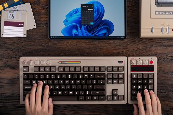 8BitDo Retro 18 Mechanical Numpad, Supports Calculator Mode, Bluetooth/2.4G/Wired Numpad for Windows and Android - C64 Edition