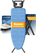 Kitsure Folding Ironing Board - Height Adjustable Iron Board in Full Size, Wobble-Free & Heavy-Duty Ironing Board with Cover and Pad for Heat Resistance, Light Blue, 43" L x 13" W x 35.8" H