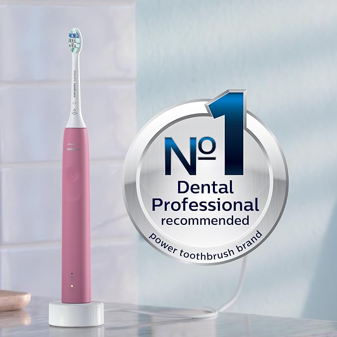 Philips Sonicare 4100 Rechargeable Electric Toothbrush, Advanced Plaque Removal, Pressure Sensor, Includes Brush Head Case, Deep Pink BD5004AZ