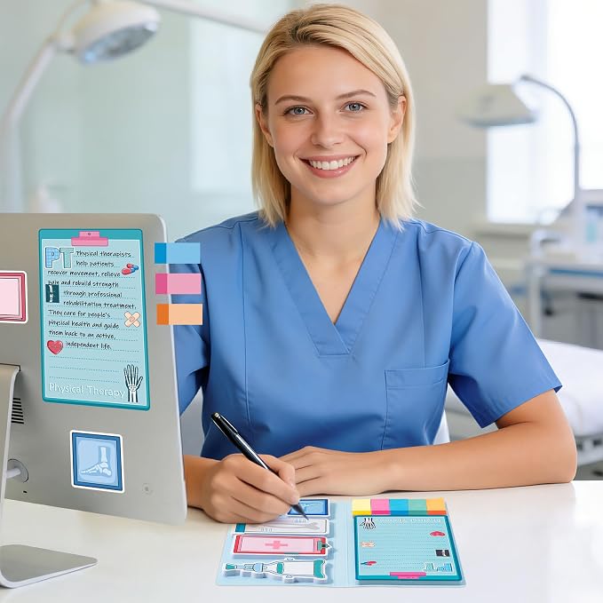 Xqumoi Physical Therapist Sticky Notes Set - 550 Sheets Best Doctors Ever Self-Stick Note Pads, Medical Themed Divider Tabs Bundle Memo Pad, Thank You Gifts for PTs Doctors Nurses