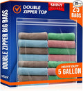 25 count – Extra Large Storage Bags with Double Zipper Top, 5 Gallon, Jumbo Reusable Freezer Bags for Food, Clear Plastic Bags for Clothes, Storage and Travel, 18” x 24”, 2 Mil Thick