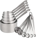 Measuring Cups and Spoons Set 11, 18/8 Stainless Steel Measuring Cups and Spoons for Dry & Liquid, 5 US & Metric Measure Cups and 6 Measure Spoons Set for Kitchen & Baking Measuring Tools