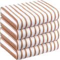 JML Microfiber Beach Towels Set of 4, 30" x 60", Cabana Stripe Coffee | Hanging Loop, Soft, Absorbent, Quick Dry Bath Towel for Summer Swimming Pool Party, Yoga, Camping