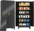 PAOFIN Metal Tall Storage Cabinet with 2 Doors and 5 Adjustable Shelves, 75" Metal Garage Storage Cabinets, File Cabinet,Steel Tool Cabinets for Home,Office,Garage,School,Warehouse (Black)