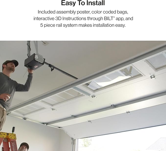 Genie Chain Drive 550 Garage Door Opener, Heavy Duty Chain Drive Opener, Model 2035-TKO | Heavy Duty Chain Drive, Durable Rail, 2 Remotes, Wireless Keypad, Wall Console, Safe-T-Beams, for Residential Garage Doors