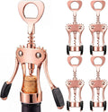 Hushee 5 Pcs Wing Corkscrew Opener, Zinc Alloy Heavy Duty Multifunctional Wine Bottle Opener for Restaurant, Bar, Waiters, Ideal for Wedding Shower Party Favors Gifts (Silicone,Rose Gold)