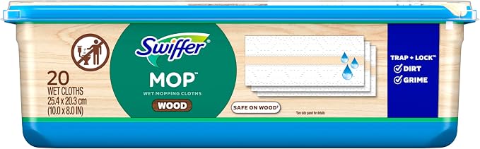 Swiffer Heavy Duty Mop Wet Multi-Surface Cloth Refills for Floor Mopping and Cleaning, Hardwood Floor Cleaner, 20 Count (Pack of 6)