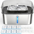 Large Stainless Steel Dog Water Fountain no Spill, 2.1Gal/8L with 8 Filters | Automatic Dog Water Bowl Dispenser, Super Quiet Cat Fountain, Dog Bowl to Drinkg Inside, Gifts for Pets