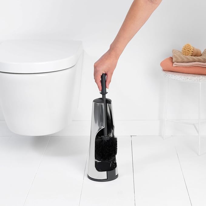 Brabantia 414640 Toilet Brush and Holder - Brilliant Steel, Steel/Black