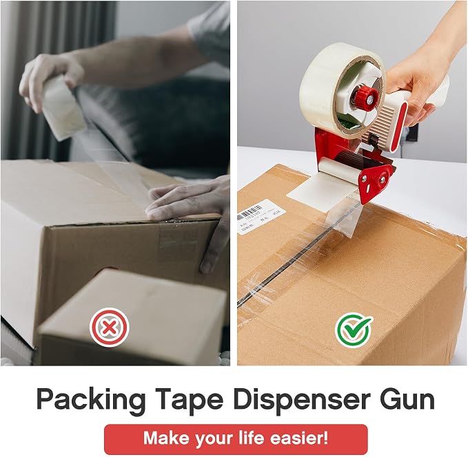 Harloon 8 Pieces Packing Tape Dispenser Gun for 2 Inches Width Tape Handheld Tape Gun for Shipping Industrial Packaging Box Wrapping, Moving Packing Boxes Sealing, Blue and Red