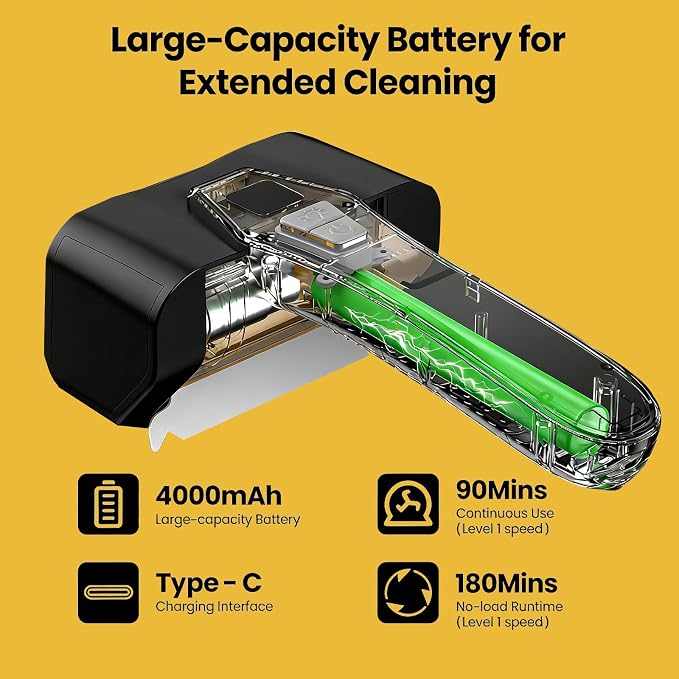 Electric Grill Brush for Outdoor Grill, 4000mAh Dual Speed Motorized BBQ Cleaner, Cordless Rechargeable with LED Light, No Shedding 304 Stainless Steel, Replaceable Head, Gifts for Men Dad