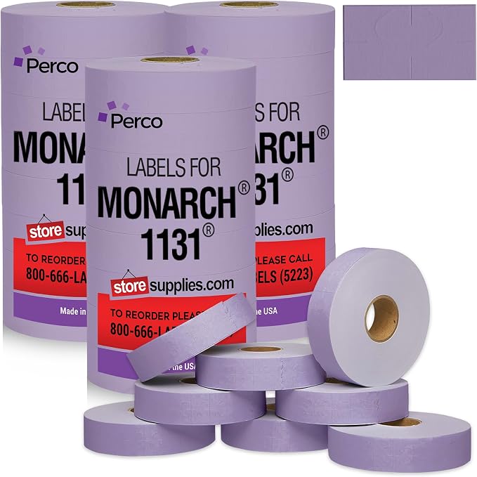 Pricing Labels for Monarch 1131 Lavender - 60,000 Labels w/ 24 Rolls Value Pack, 3 Sleeves - Made in USA