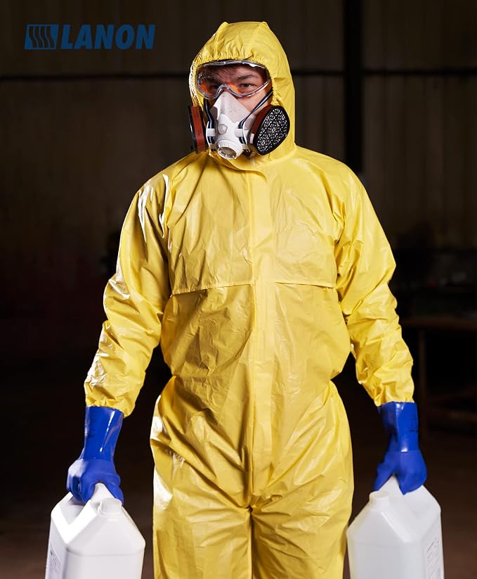 LANON PVC Chemical Resistant Gloves,Cotton Liner,Blue,XX-Large | Heavy-Duty Work,Acid,Solvent,Alkali and Oil Protection,Mechanical Risks,Non-Slip,Comfortable,Durable,Breathable,Latex Free