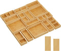 Lifewit Drawer Organizer 15 Pack(33 Grid) with 18 Inserts, Wooden Adjustable Desk Drawer Divider Trays, Storage Bins for Makeup, Kitchen Utensils, Vanity Accessories in Office/Bathroom/Bedroom