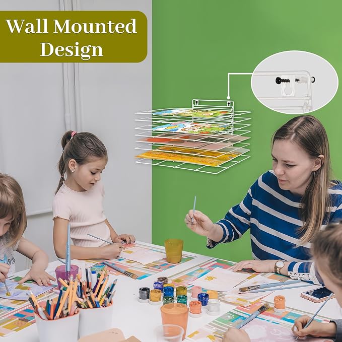 8 Shelves Art Drying Rack for Classroom, Paint Drying Rack, White | Drying Rack Classroom, Wall Art Storage Rack, Removable Shelves for Classrooms and Art Studios