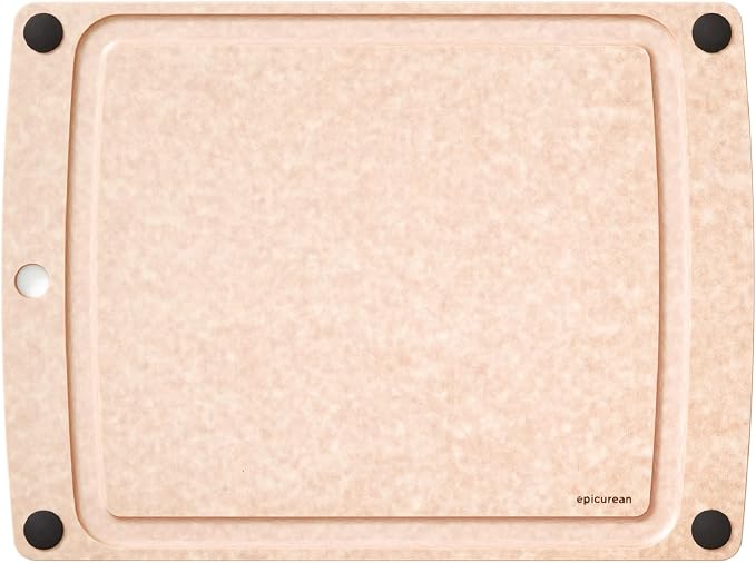Epicurean All-In-One Cutting Board with Non-Slip Feet and Juice Groove, 17.5" × 13", Natural/Black
