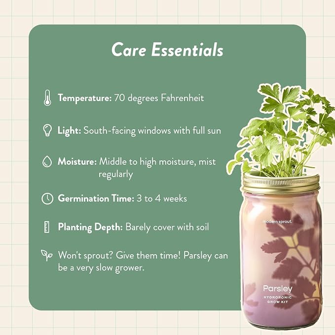 Modern Sprout Garden Jar & Herb Stripper Bundle Self-Watering Herb Grow Kit w/Recyclable Mason Jar + 3-in-1 Prep Peeler & Grater Plate - Indoor Gardening - Gift for Mother's Day (Rosemary & Parsley)