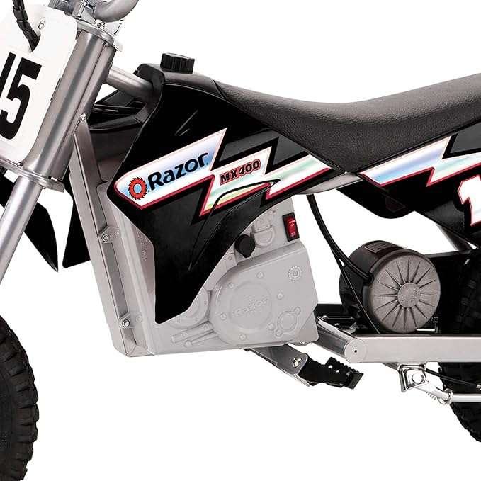 Razor Dirt Rocket Ride On 24V Electric Toy Motocross Motorcycle Dirt Bike, Speeds up to 14 MPH, 1 Black MX400 &1 Red MX350