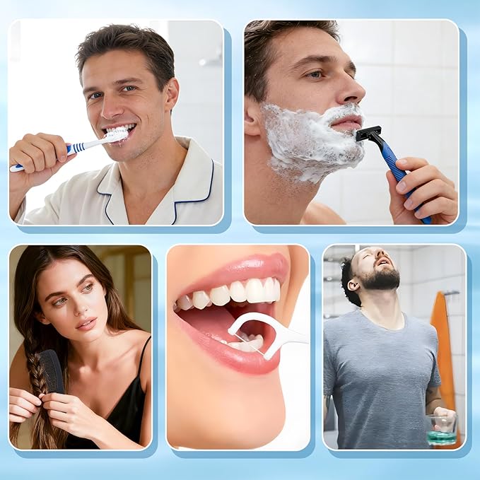 Travel Toothbrush Kit Bulk Disposable Toothbrush with Toothpaste Set with Mouthwash,Toothpaste,Shaver,Shaving Cream,Comb,Zip Bag,Floss Picks,Toothbrushes for Homeless Travel (100)