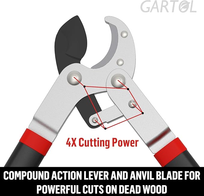 GARTOL Heavy-Duty Anvil Lopper, 29" Tree Pruning Shears, with a Spare SK5 Steel Blade, Compound Action for Effortless Cutting 2″ Branch, Ergonomic Non-Slip Handles, Durable Garden Branch Cutter