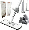 360 Hands-Free Self Wringing Floor Cleaning Mop, Flat Mop, White | Microfiber mop pads, 6 reusable washable pieces, easy hand wash. Ideal for floors & window cleaning