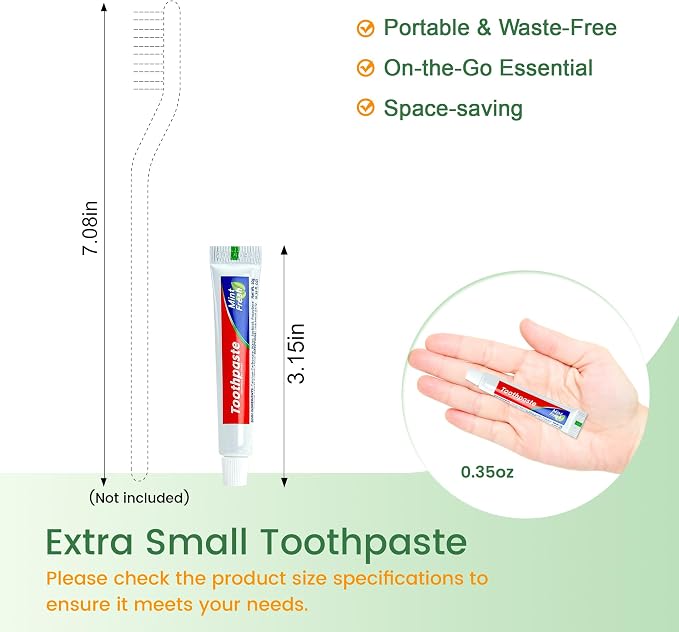 200 Toothpaste in Bulk, Mini Small Toothpaste Mint Toothpastes 0.35oz/10g | Travel Size, for Guests Homeless Hotel Charity Toiletries Camping