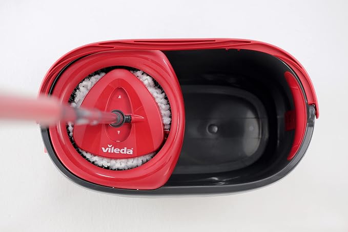 Vileda Turbo Deep Clean Spin Mop and Bucket Set with Foot Pedal Wringer | Telescopic Handle 65–131cm, Microfibre Mop Head with Scrub Pad, Machine Washable, Cleans Hard Sealed Floors, 5 Year Guarantee