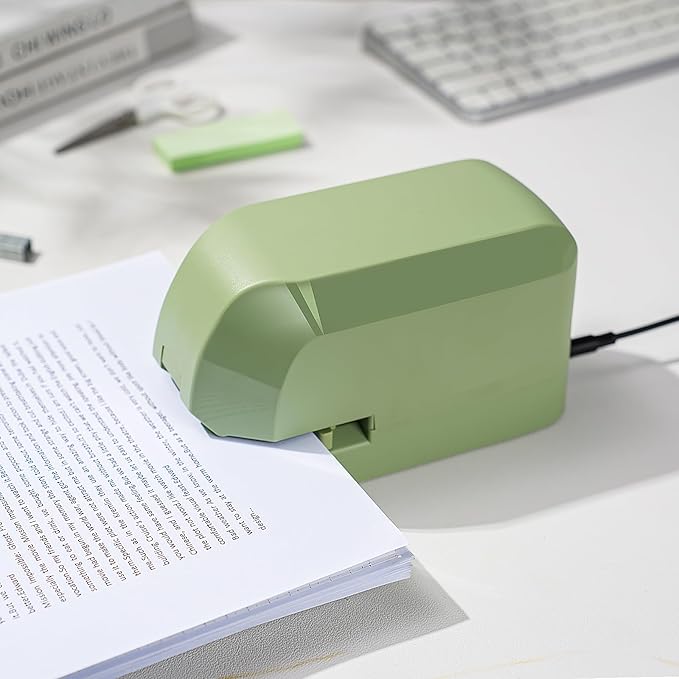 Electric Stapler for Desk, 45 Sheet Capacity Automatic Stapler Desktop, Office Staplers Electric, AC Operated Staplers Heavy Duty Office Use with 1,000 Staples & Staple Remover, Saga Green