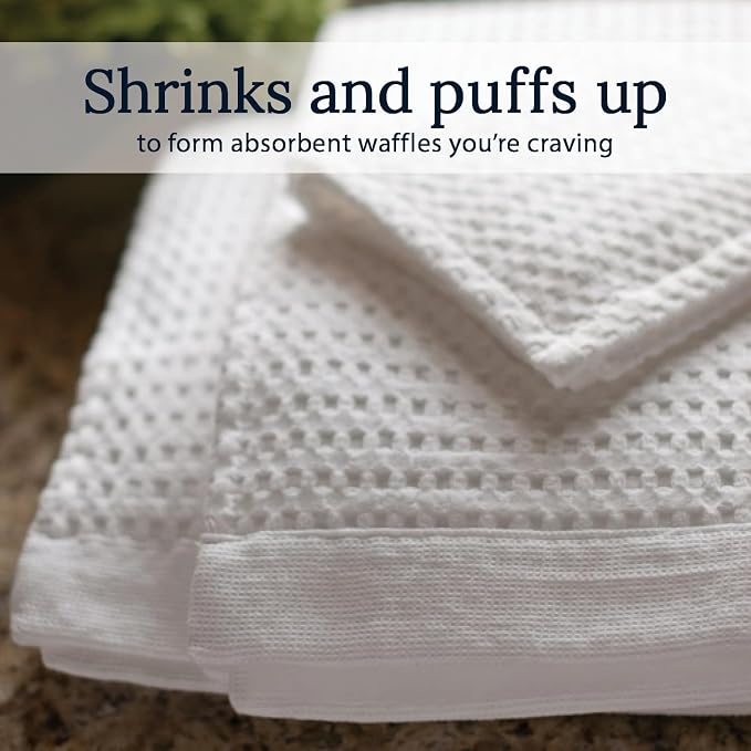 GILDEN TREE Waffle Bath Towels Wash Cloths for Showering, Exfoliating Washcloth Quick Dry Towel, Face Towels for Washing Face Cotton Washcloths Set of 4, Modern Style (White)