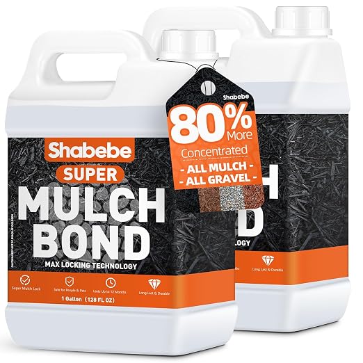 Mulch Bond, 2Gallon Rock Glue for Landscaping Heavy Duty Gravel Binder & Stone Adhesive, Fast-Drying, Non-Toxic, Weather-Resistant, Strong Hold for Slopes, Walkways, Mulch Hold & Pine Straw