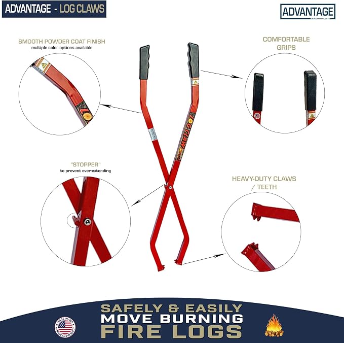 Log Claw 40 Inch | Heavy Duty Fire Tongs Firewood Grabber for Fire Pit Campfire Bonfire | Fireplace Tongs Log Grabber Claw for Indoor Outdoor Fireplace