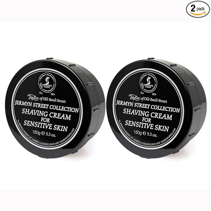 Taylor of Old Bond Street Jermyn Street Fragrance Shaving Cream Bowl 150g (2-Pack) – Rich Lather for Sensitive Skin