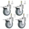 HOLKIE Stem Caster Wheels 3 inch Locking Casters Set of 4, 7/16-Inch Stem Diameter Swivel Castor Heavy Duty TPR Rubber Replacement Castors for Cart, Stool, Mop Bucket, Grill, Shop Vac